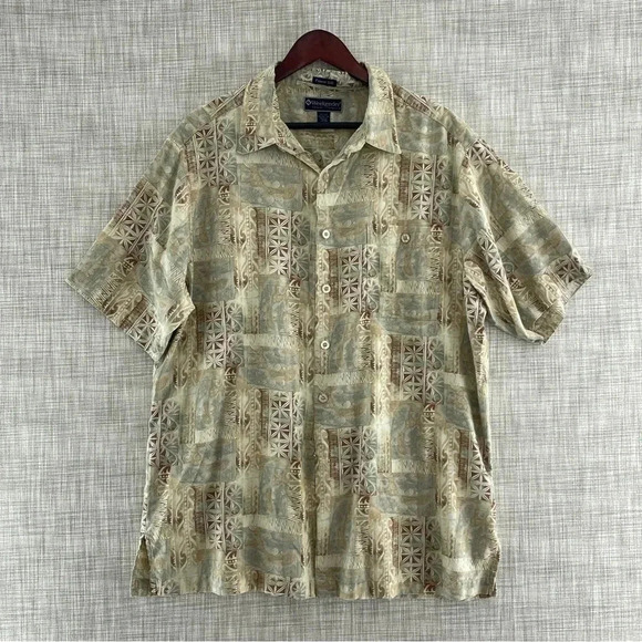 Weekender Silk Blend Short Sleeve button down Shirt men's XL 8936/b - Picture 1 of 8